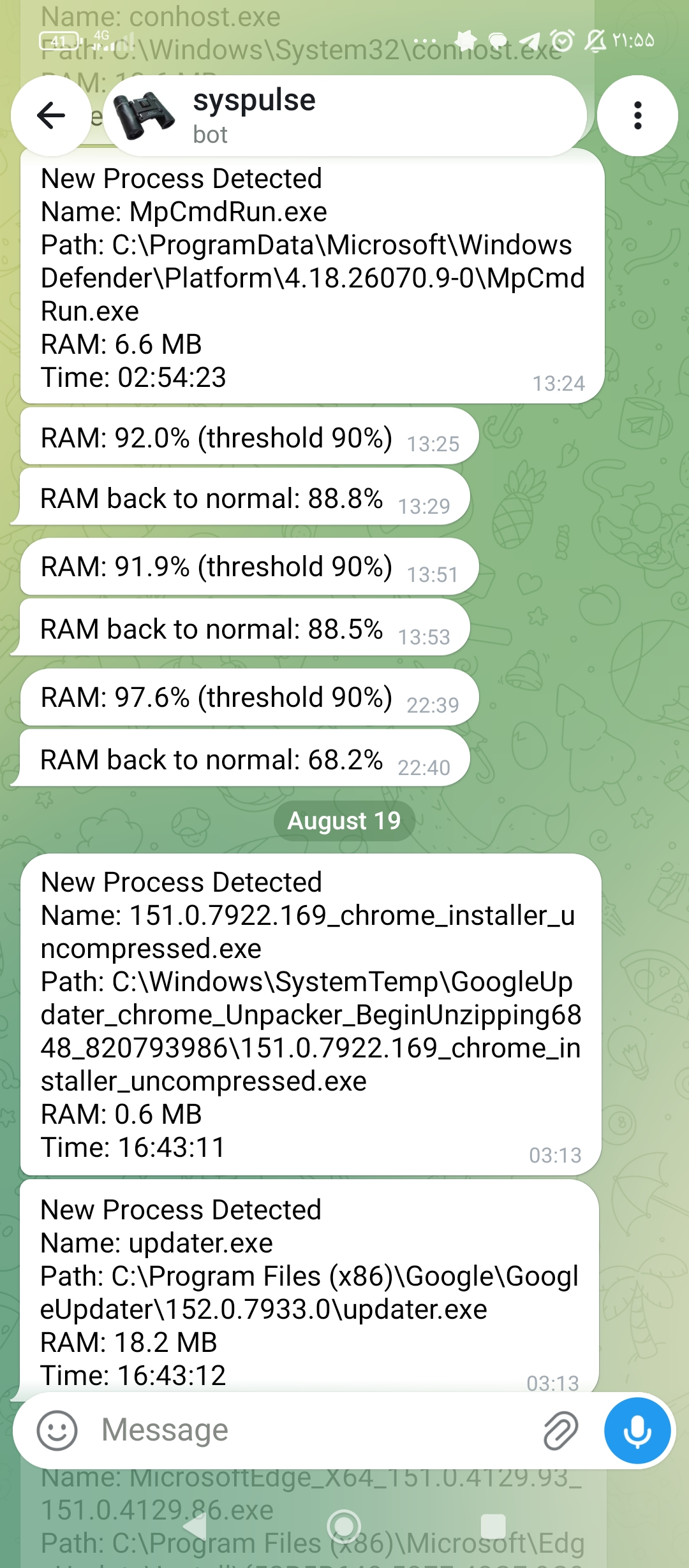 SysPulse Telegram Alert - USB Detection and Startup Monitoring